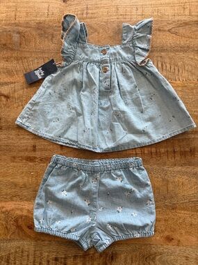 Light Blue Matching Shorts Set